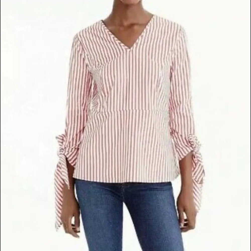 Universal Standard J Crew Red White Stripes Blouse